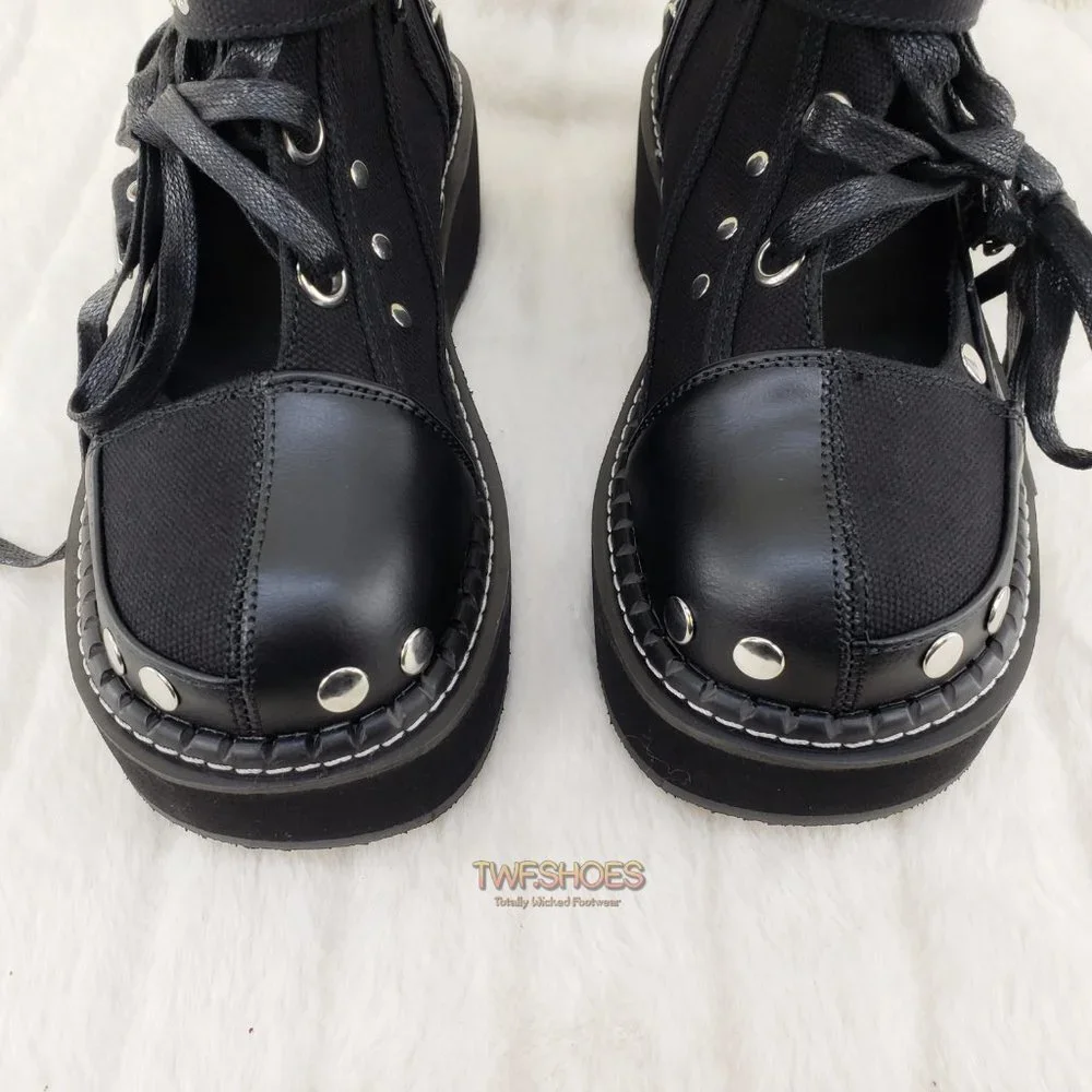Emily Cut Out Platform Sandal Boots Goth Punk Ankle Boots - Picture 10 of 15